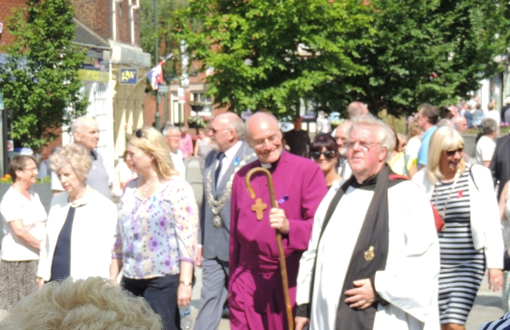 The Bishop of Stafford and the Vicar of All Saints' with Civic Dignitaries processing in Derby Street, 2017